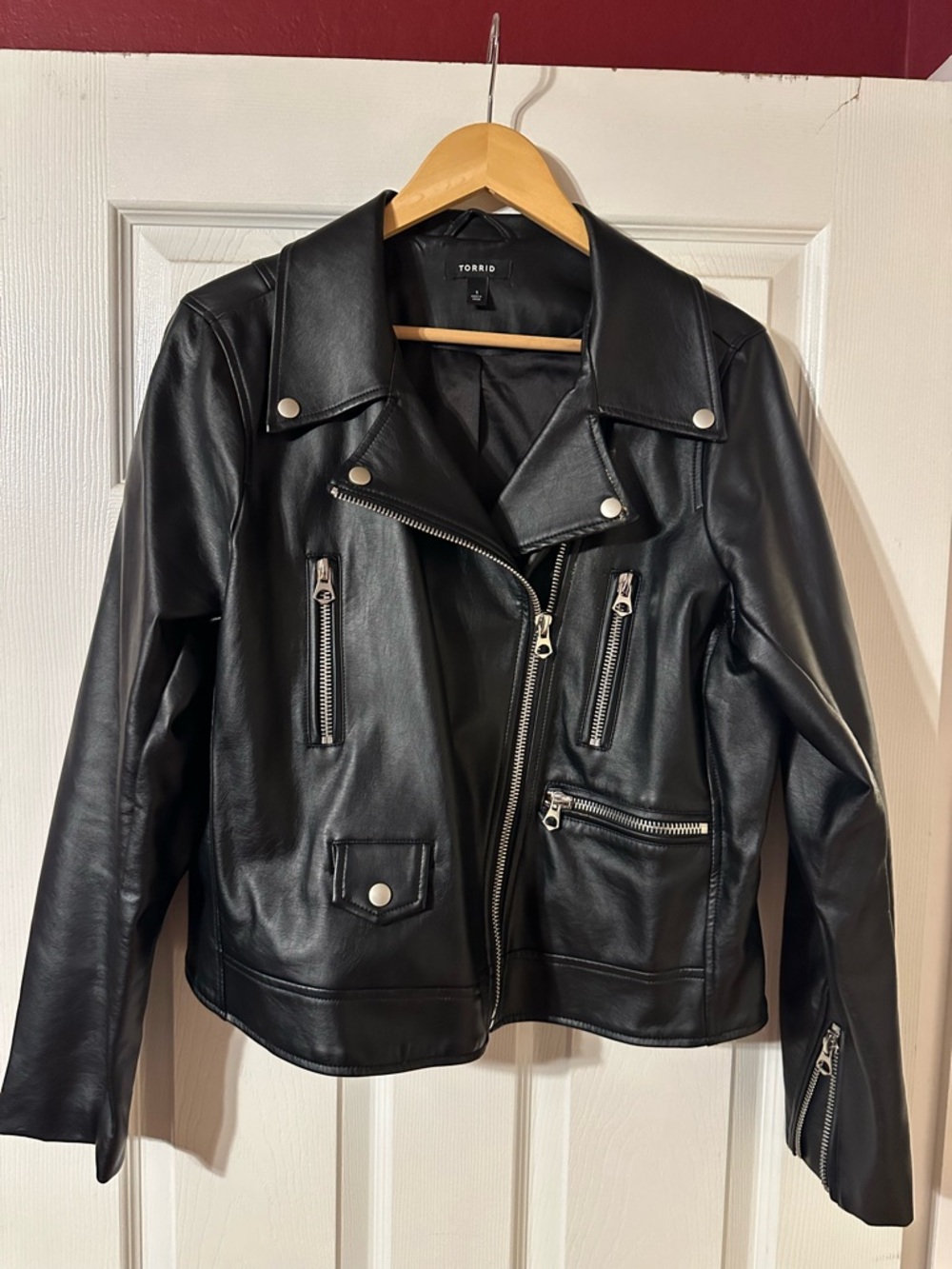 Torrid Black Faux Leather Moto Jacket with Silver Hardware